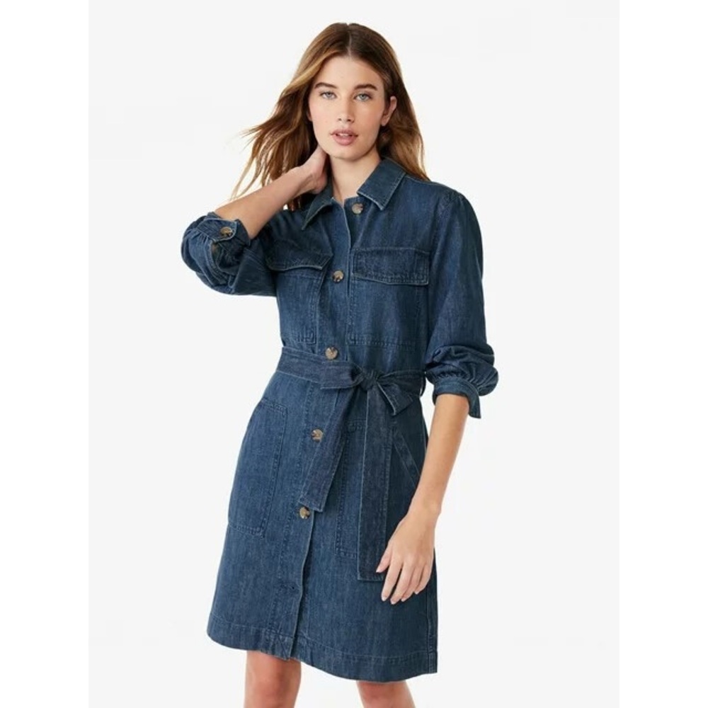 Free assembly denim‎ utility shirt dress size XS like new